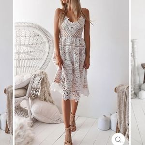 White Lace Midi Anabelle dress